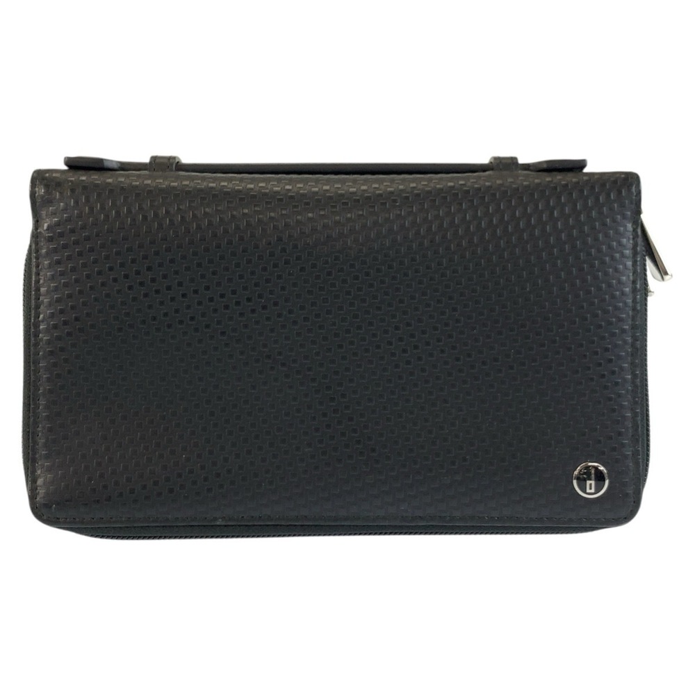 Dunhill Micro D-Eight Black Leather Long Wallet Organizer Travel Case with Si...